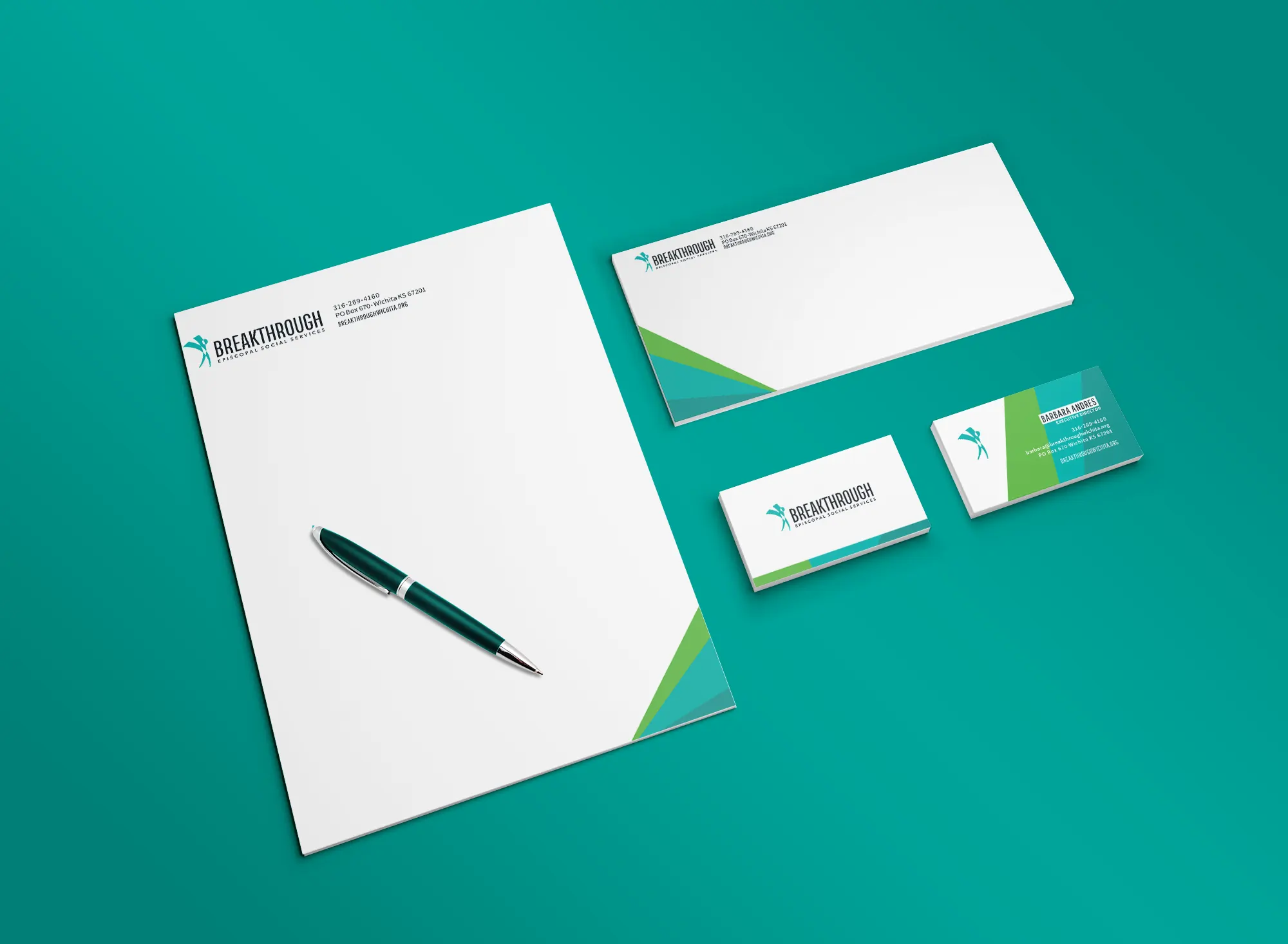 Breakthrough Graphic Design Collateral Letterhead Business Cards Envelopes